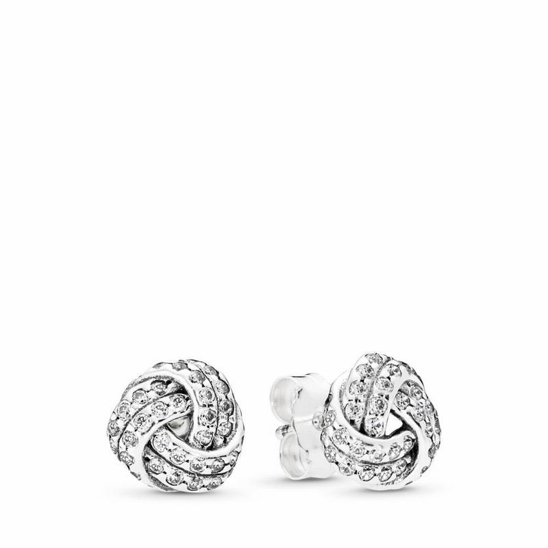 Pandora Sparkling Love Knots Stud Earrings NZ, Sterling Silver (528073-IMB)